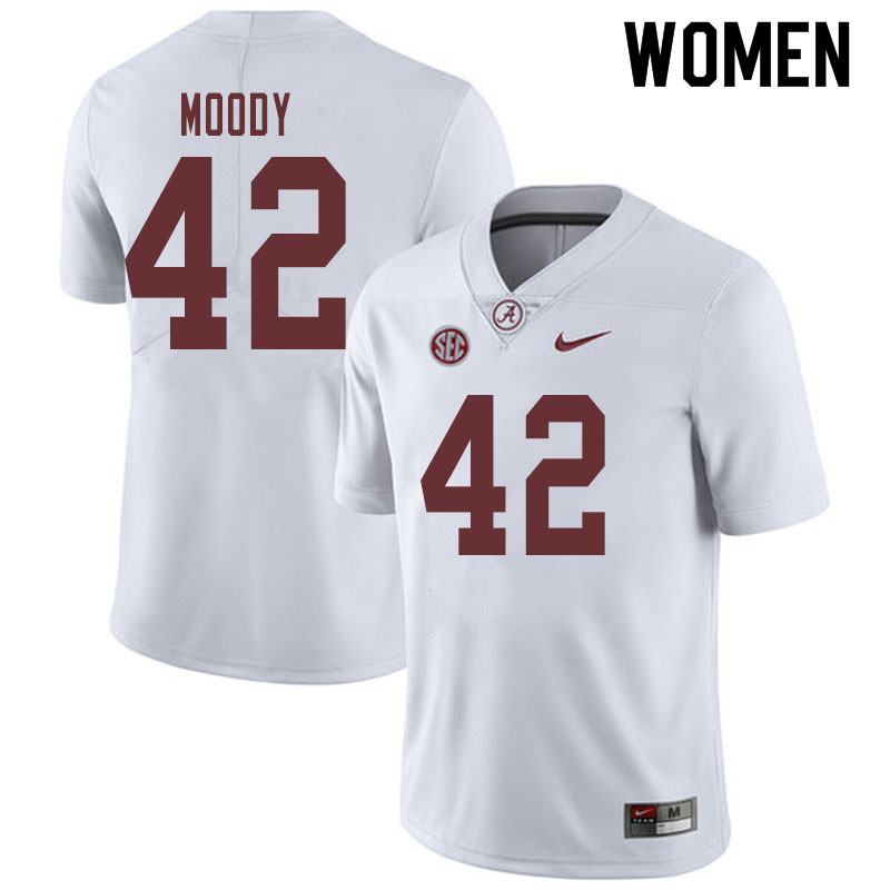 Women #42 Jaylen Moody Alabama Crimson Tide College Football Jerseys Sale-White